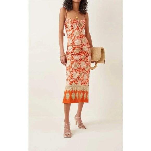 Johanna Ortiz Prettier In Spanish Printed Cotton Slip Dress Size Large - Picture 3 of 13